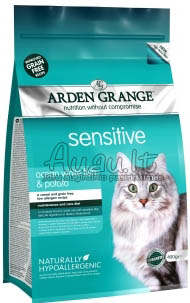 Arden Grange Adult Cat Sensitive White Fish and Potato Grain Free maistas jautrioms katėms su balta žuvimi ir bulvėmis (begrūdis) 8 kg.